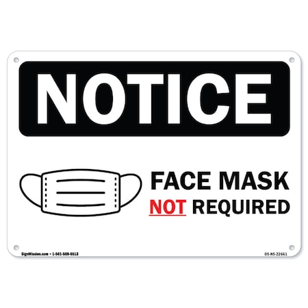 Signmission Public, Face Mask Not Required, 10in X 7in Rigid Plastic, 7" W, 10" L, Face Mask Not Required OS-NS-P-710-22661